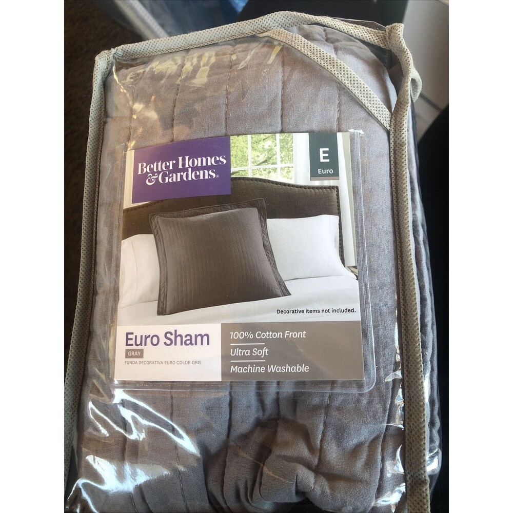 Better Homes & Gardens Cotton Front Euro Sham Pillow Case Gray 26"x26 Pillowcase